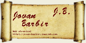 Jovan Barbir vizit kartica